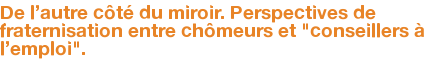  De l'autre côté du miroir. Perspectives de fraternisation entre chômeurs et "conseillers à l'emploi". 