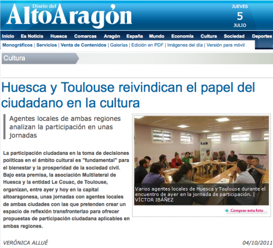 Huesca y Toulouse reivindican el papel del ciudadano en la cultura